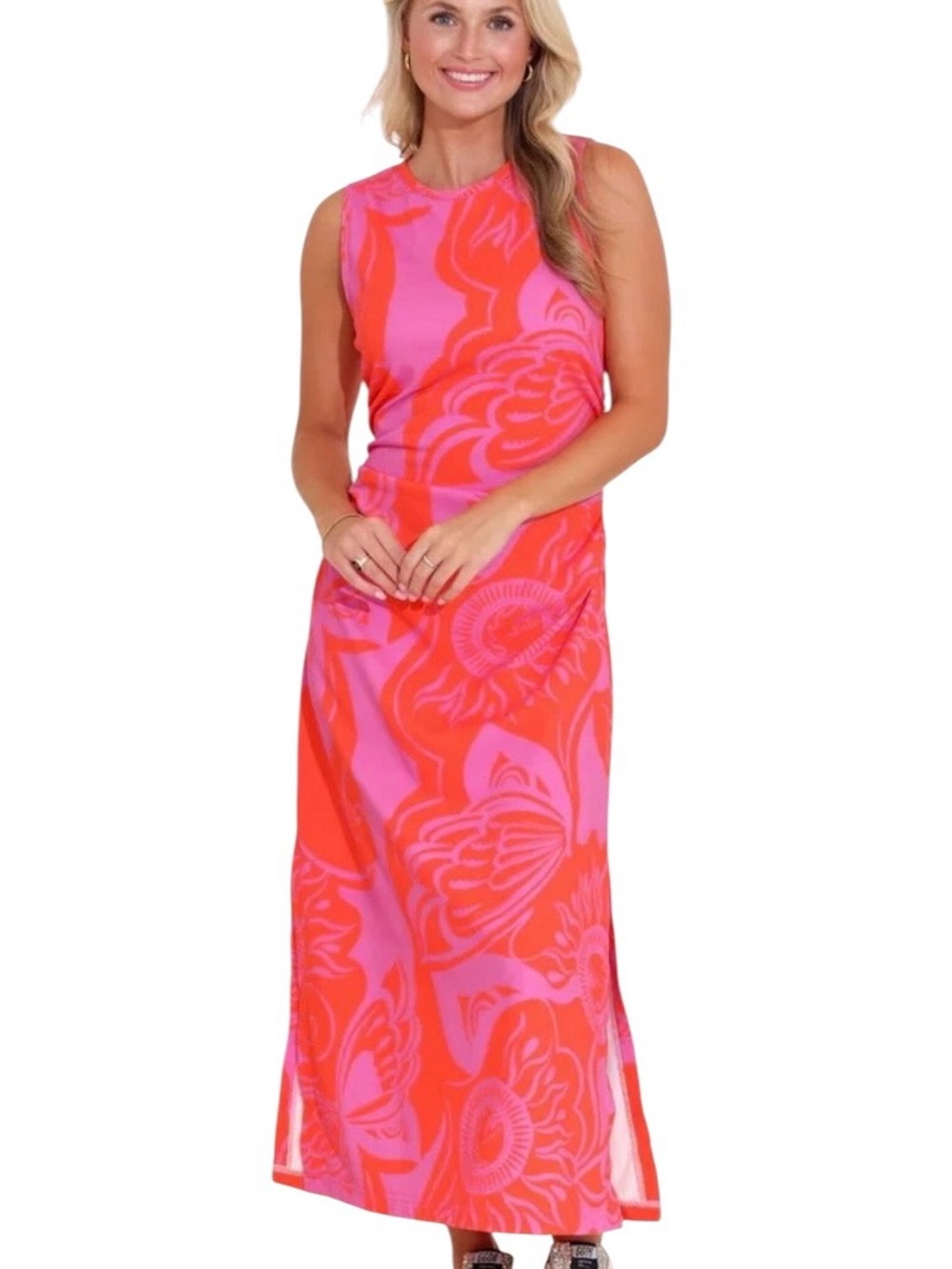 Alden Adair Georgia Maxi Dress Size S Sleeveless Vibrant Tropical Resortwear